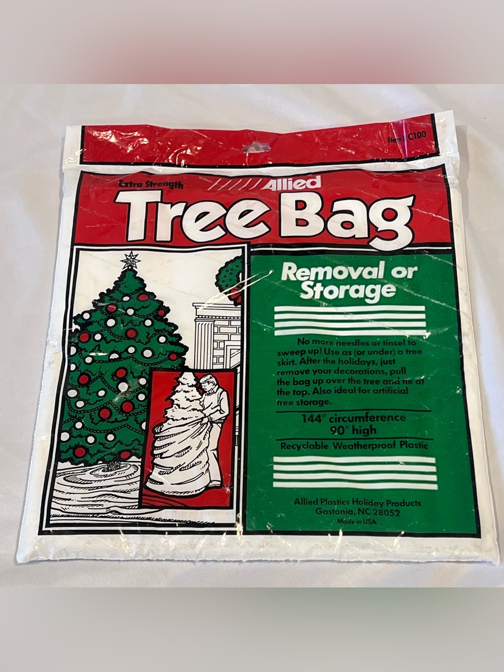 Vintage Allied Christmas Tree Bag C100 90” NOS Made USA